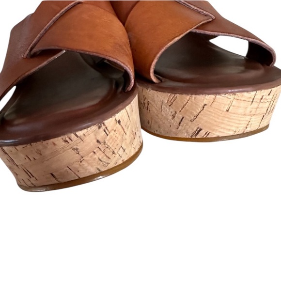 Kork Ease Sabrina Cognac Brown Leather Wedge Sandals Size 8 - Picture 7 of 10